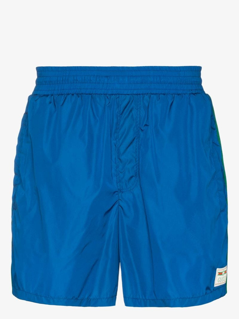Blue Web Stripe Swim Shorts
