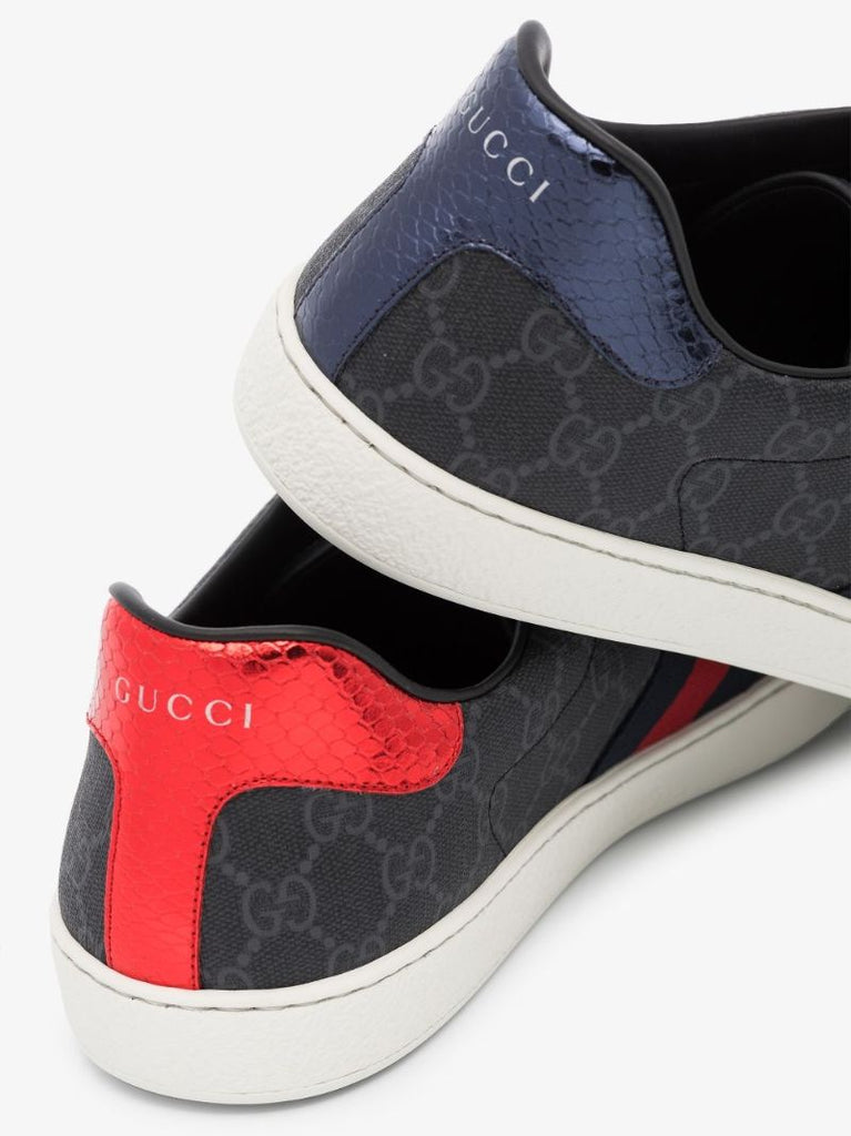 Grey New Ace Gg Supreme Leather Sneakers