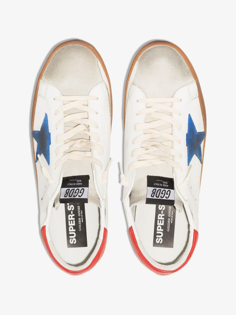 White and Red Super-star Leather Sneakers