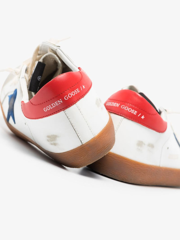 White and Red Super-star Leather Sneakers
