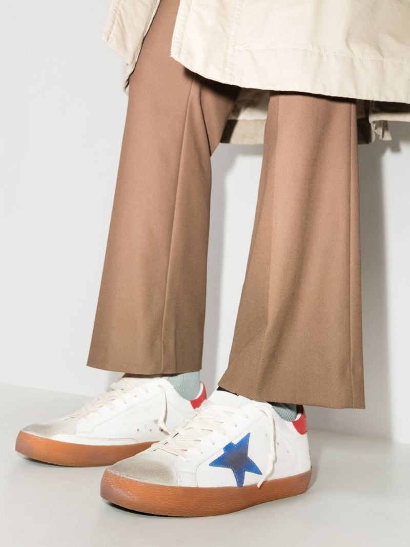 White and Red Super-star Leather Sneakers