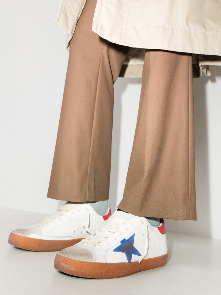White and Red Super-star Leather Sneakers