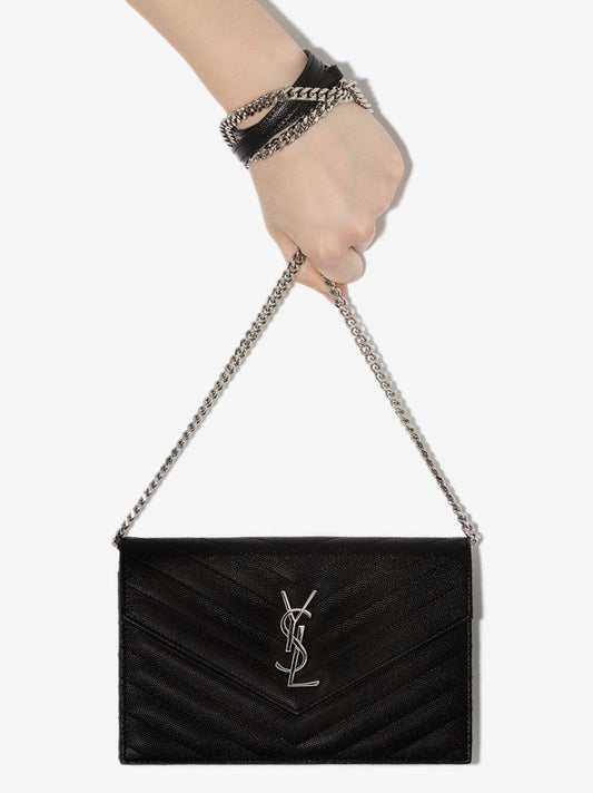 Black Monogram Leather Cross Body Bag