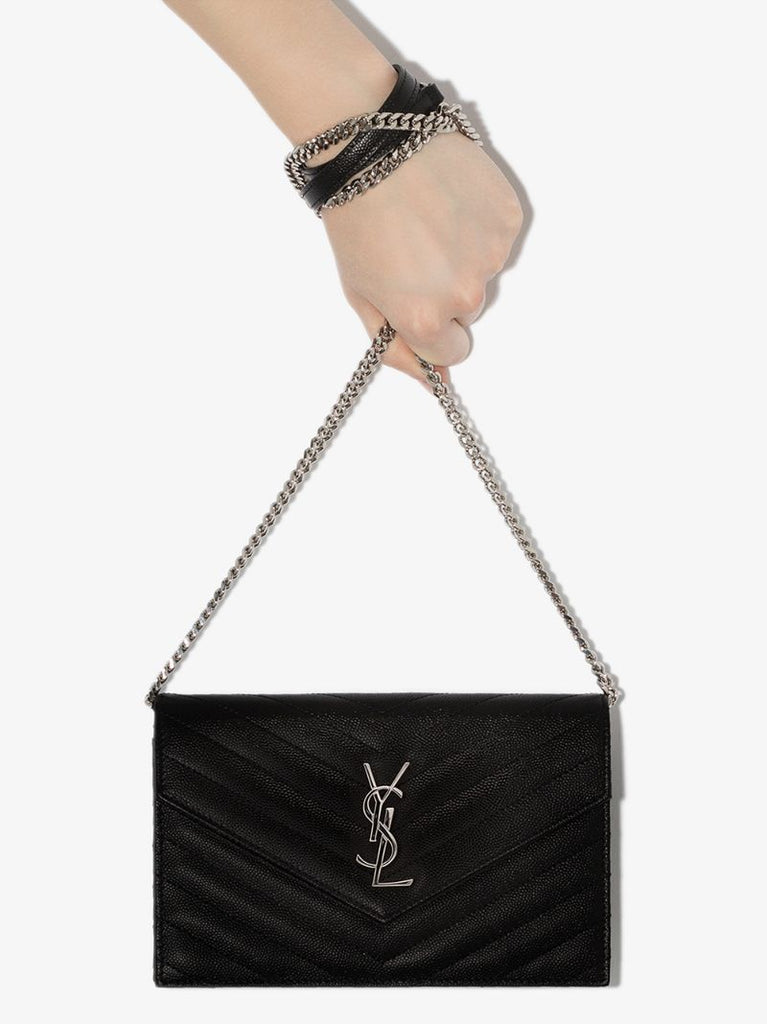 Black Monogram Leather Cross Body Bag