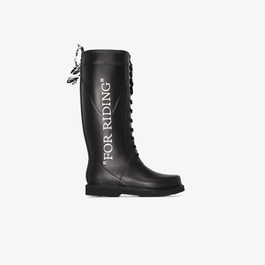 Black Logo Wellington Boots