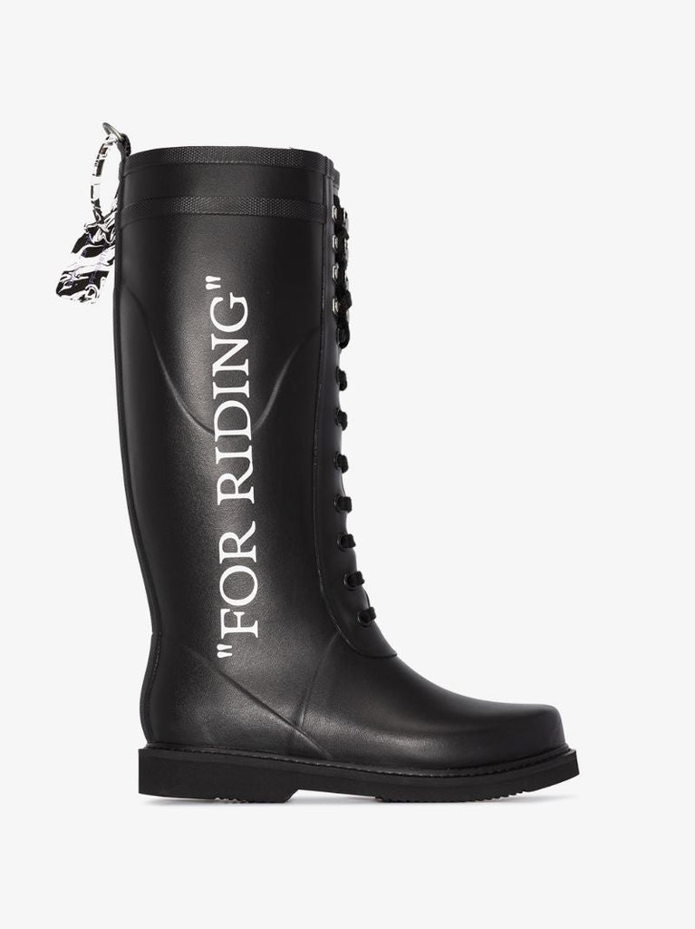 Black Logo Wellington Boots