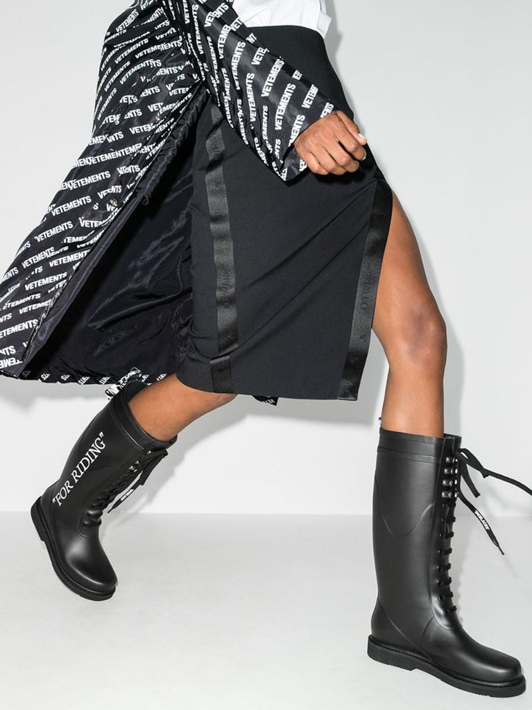 Black Logo Wellington Boots