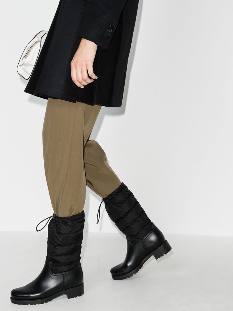 Black Ginette Padded Leather Boots