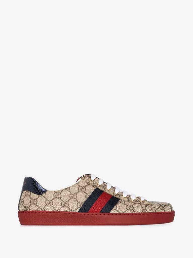 Brown New Ace Gg Supreme Leather Sneakers