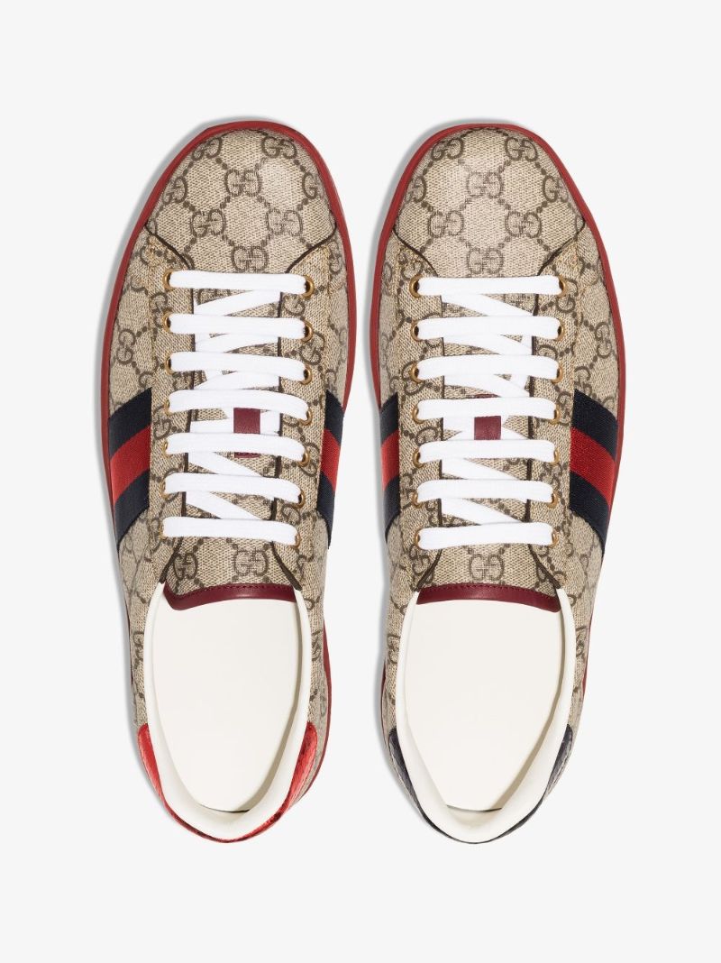 Brown New Ace Gg Supreme Leather Sneakers