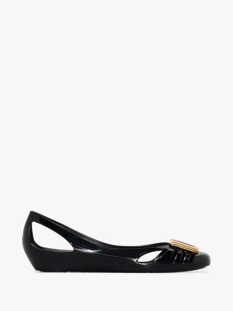 Black Rubber Ballet Pumps