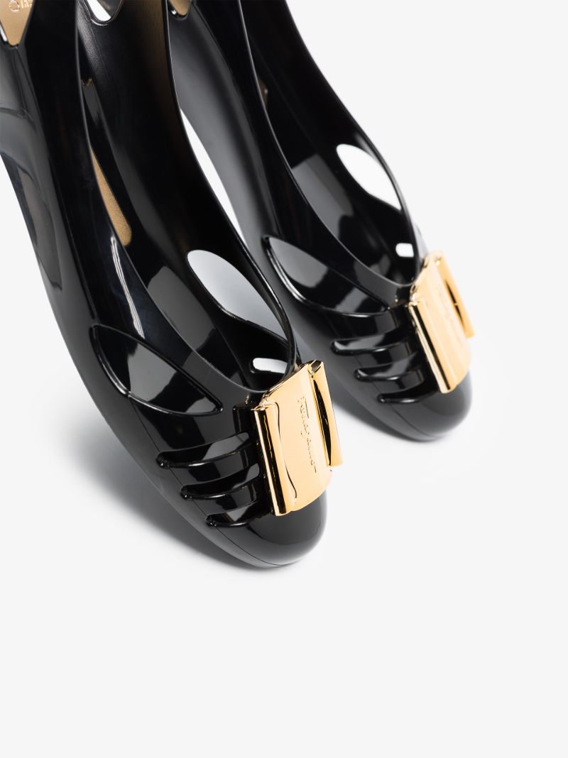 Black Rubber Ballet Pumps