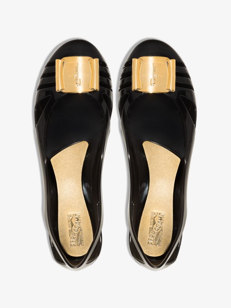 Black Rubber Ballet Pumps