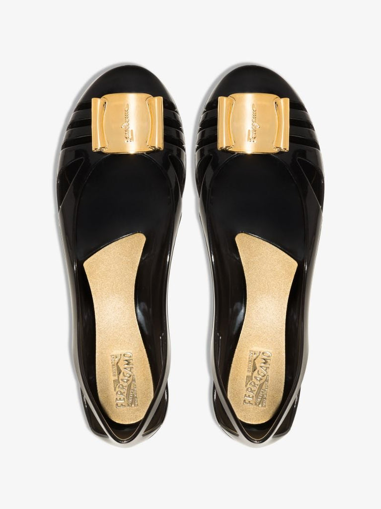 Black Rubber Ballet Pumps