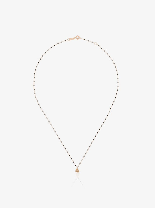 18k Rose Gold 42 Cm Heart Beaded Necklace