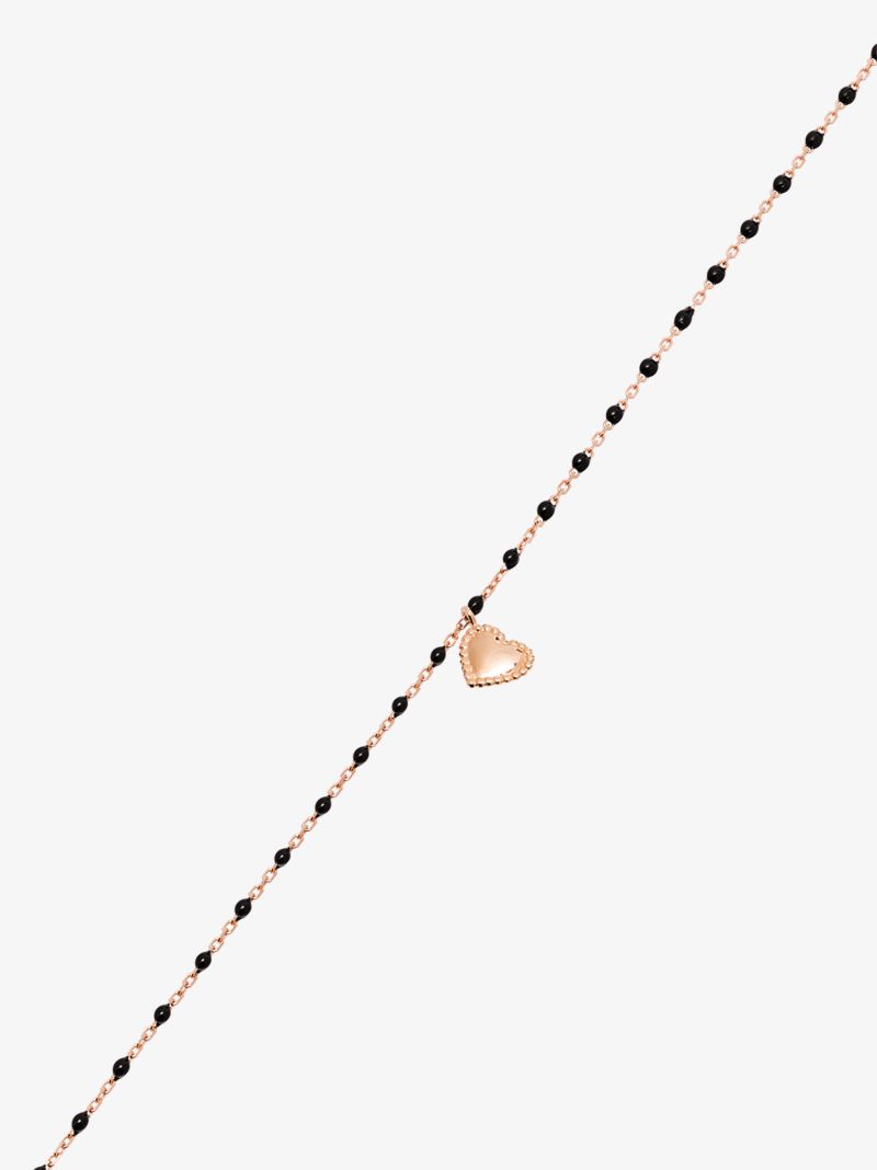 18k Rose Gold 42 Cm Heart Beaded Necklace