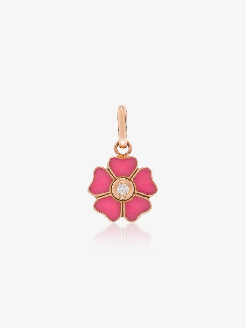 18k Yellow Gold Diamond Flower Charm