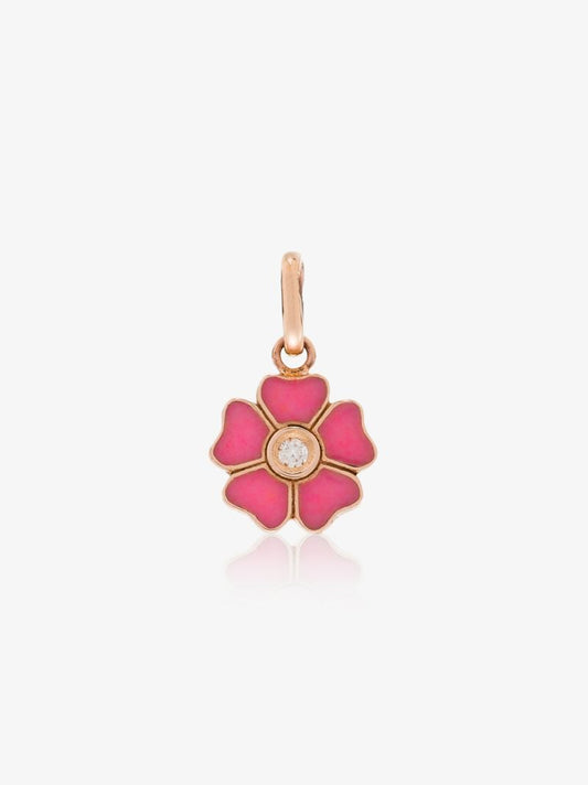 18k Yellow Gold Diamond Flower Charm
