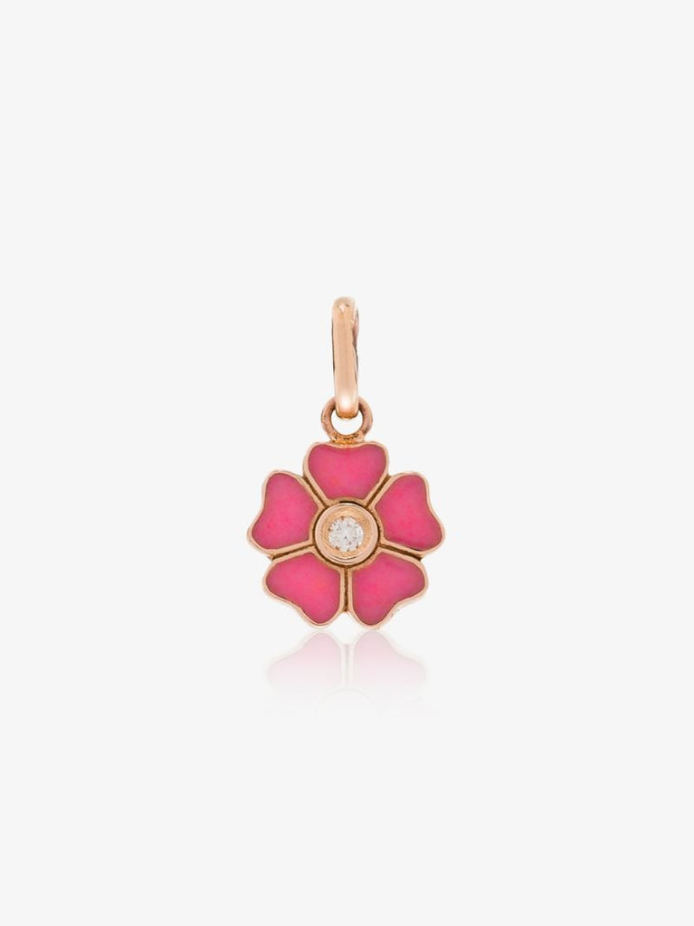 18k Yellow Gold Diamond Flower Charm