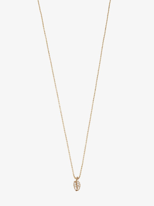 18k Yellow Gold Small Palm Leaf Diamond Necklace