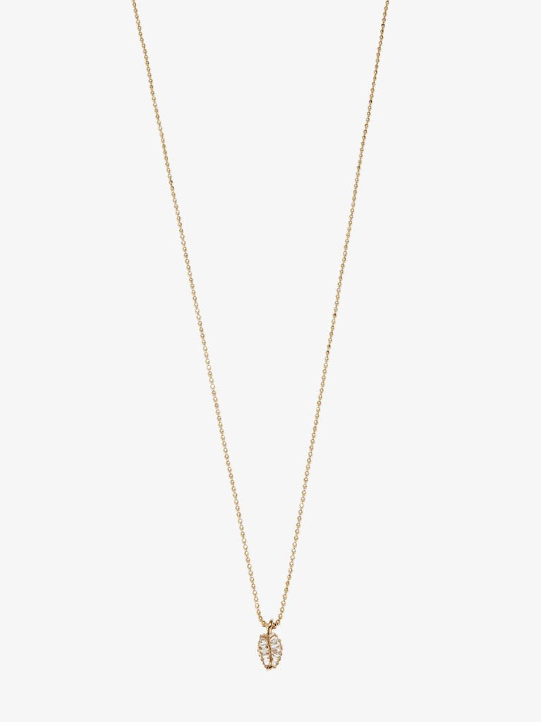 18k Yellow Gold Small Palm Leaf Diamond Necklace