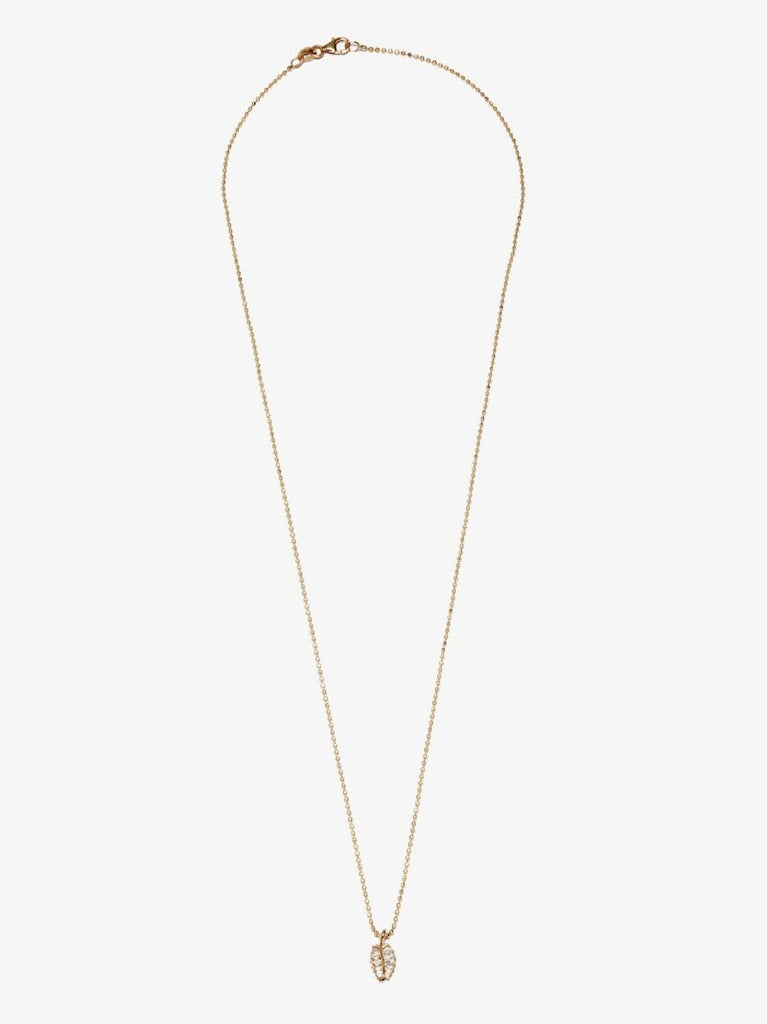 18k Yellow Gold Small Palm Leaf Diamond Necklace