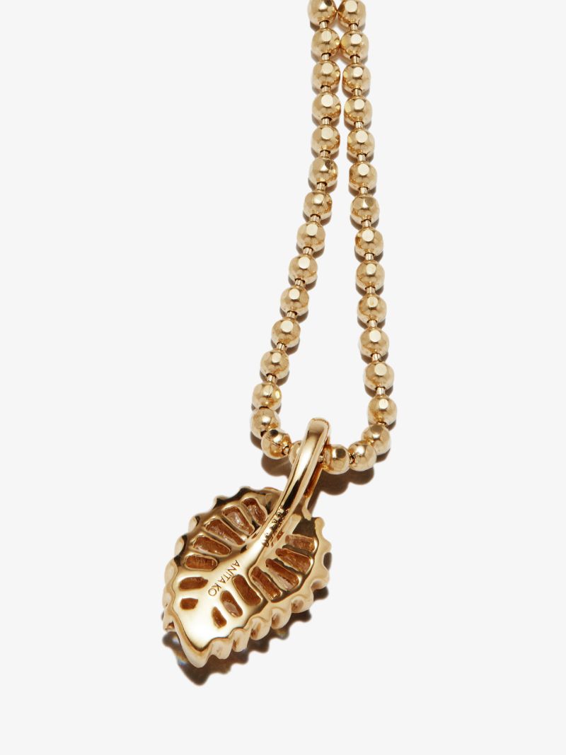 18k Yellow Gold Small Palm Leaf Diamond Necklace