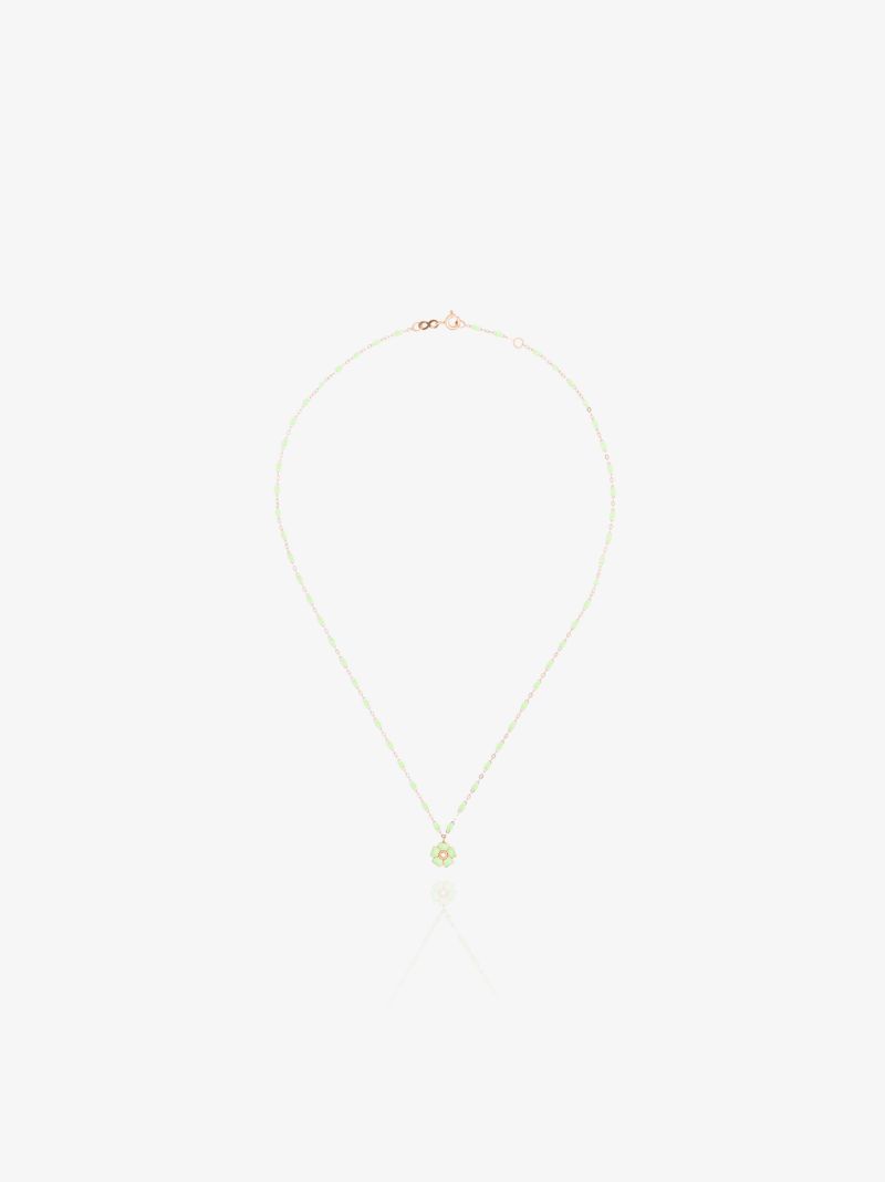 18k Yellow Gold 42 Cm Diamond Flower Necklace