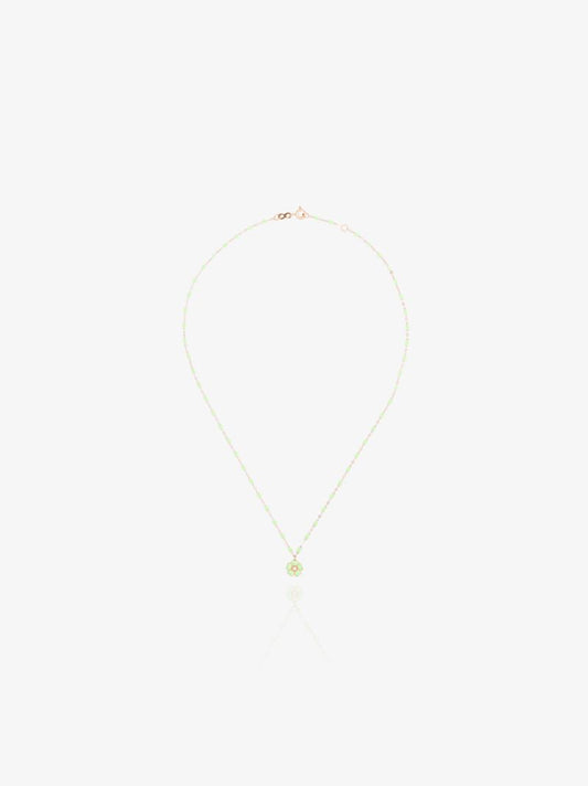 18k Yellow Gold 42 Cm Diamond Flower Necklace
