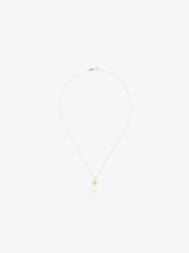18k Yellow Gold 42 Cm Diamond Flower Necklace