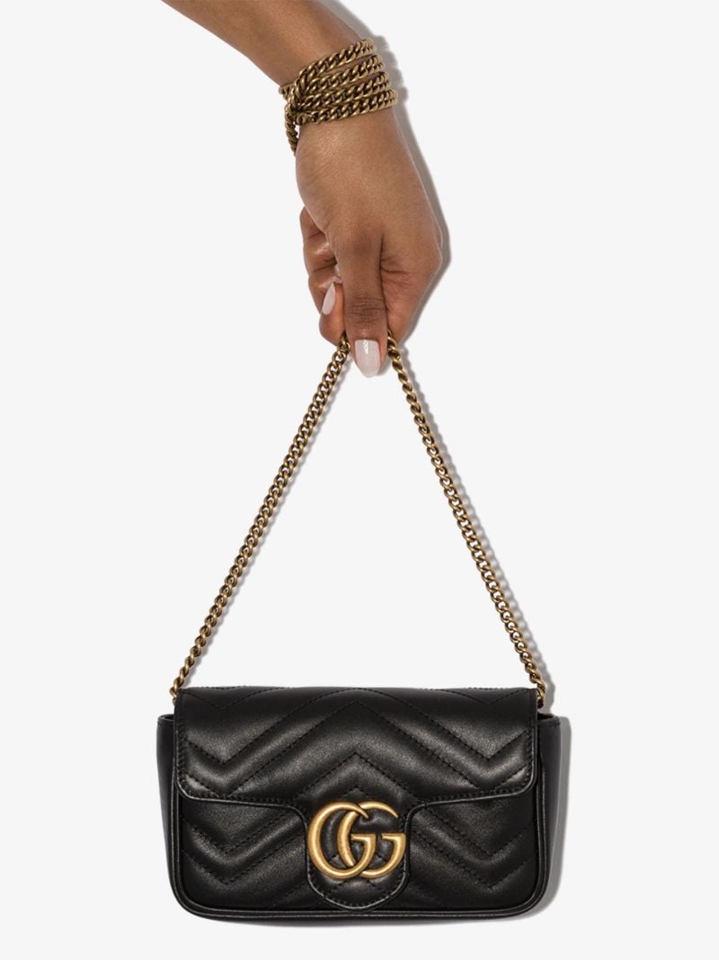 Black Gg Marmont Super Mini Leather Shoulder Bag