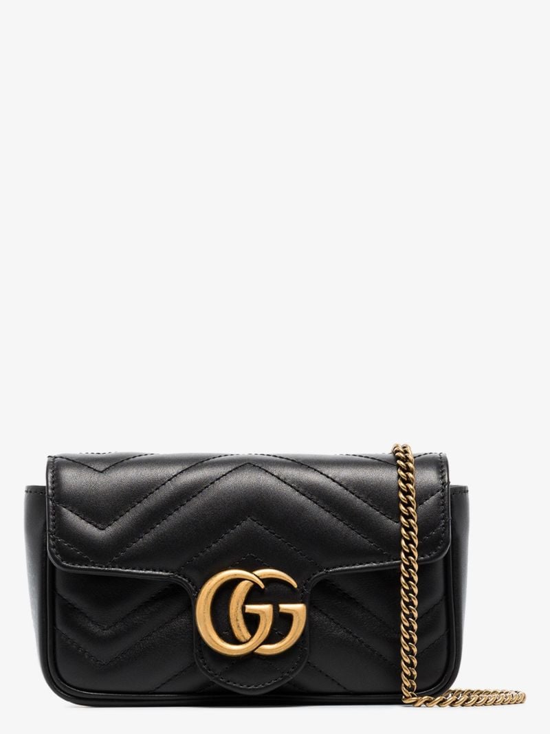 Black Gg Marmont Super Mini Leather Shoulder Bag