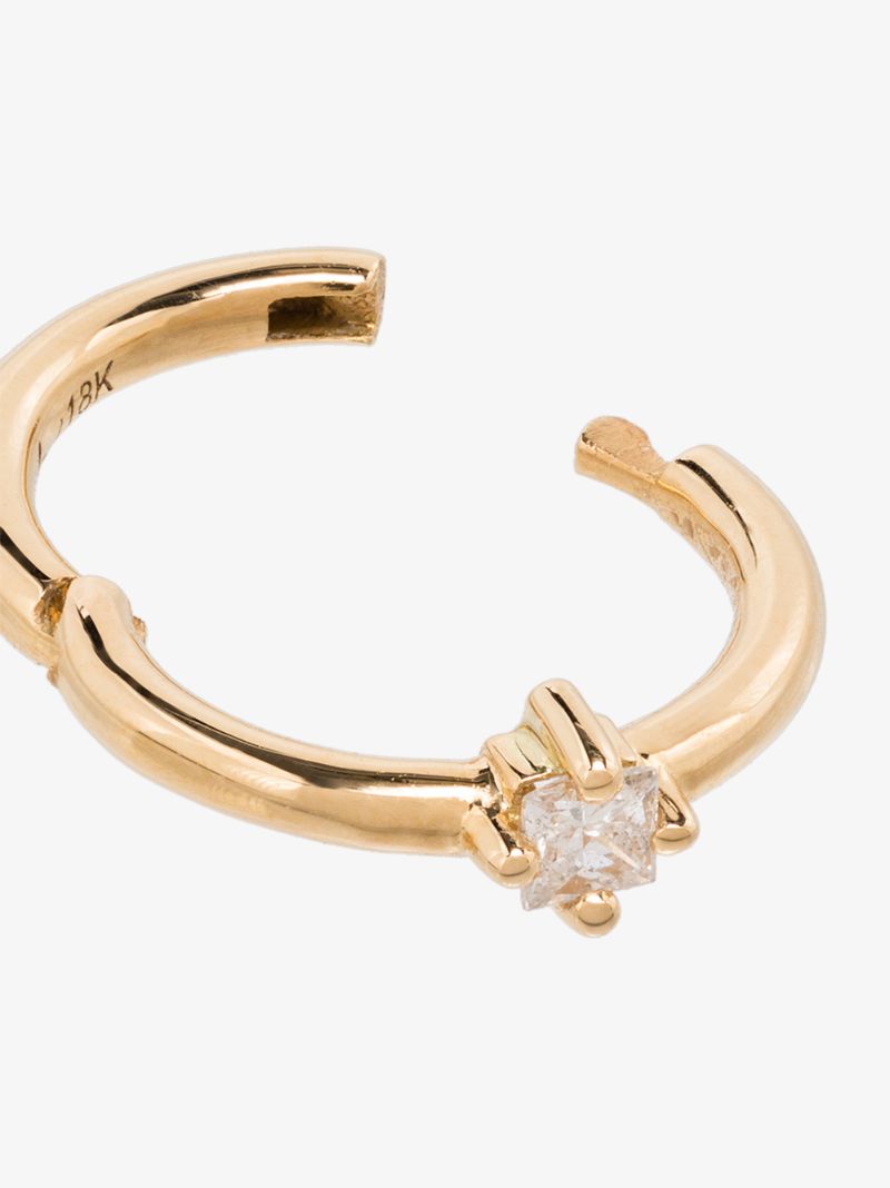 18k Yellow Gold Diamond Hoop Earring