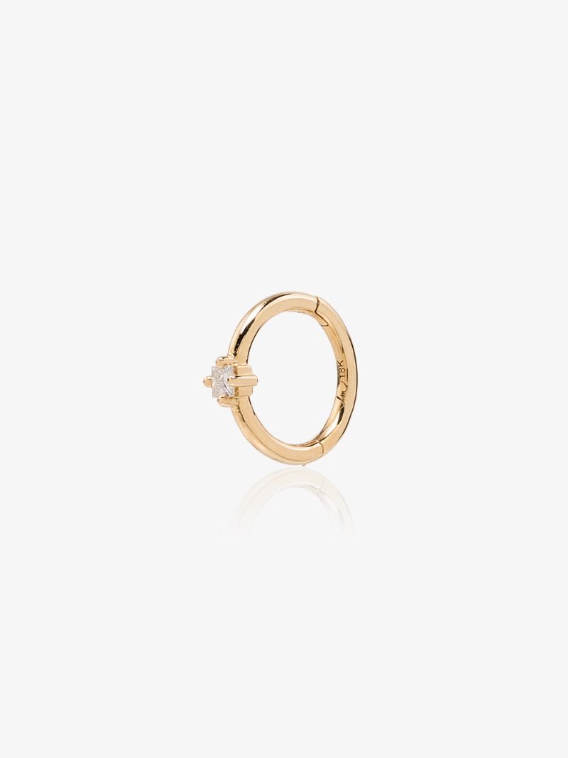 18k Yellow Gold Diamond Hoop Earring