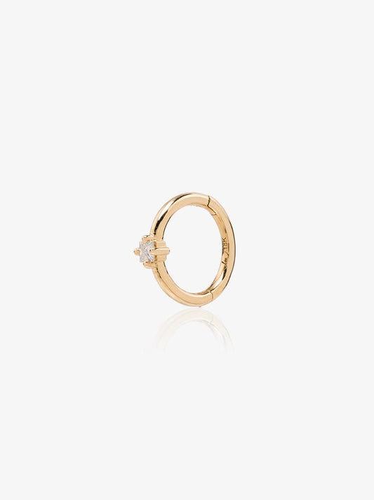 18k Yellow Gold Diamond Hoop Earring