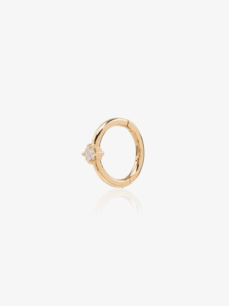 18k Yellow Gold Diamond Hoop Earring