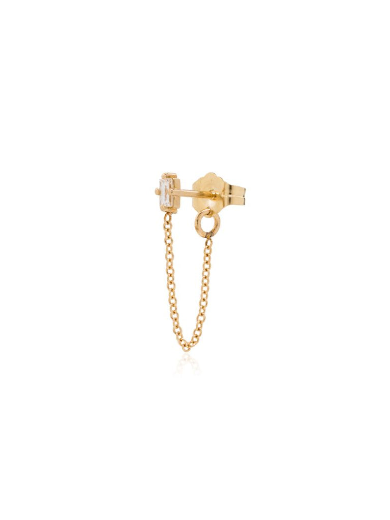 18k Yellow Gold Chain Diamond Earring
