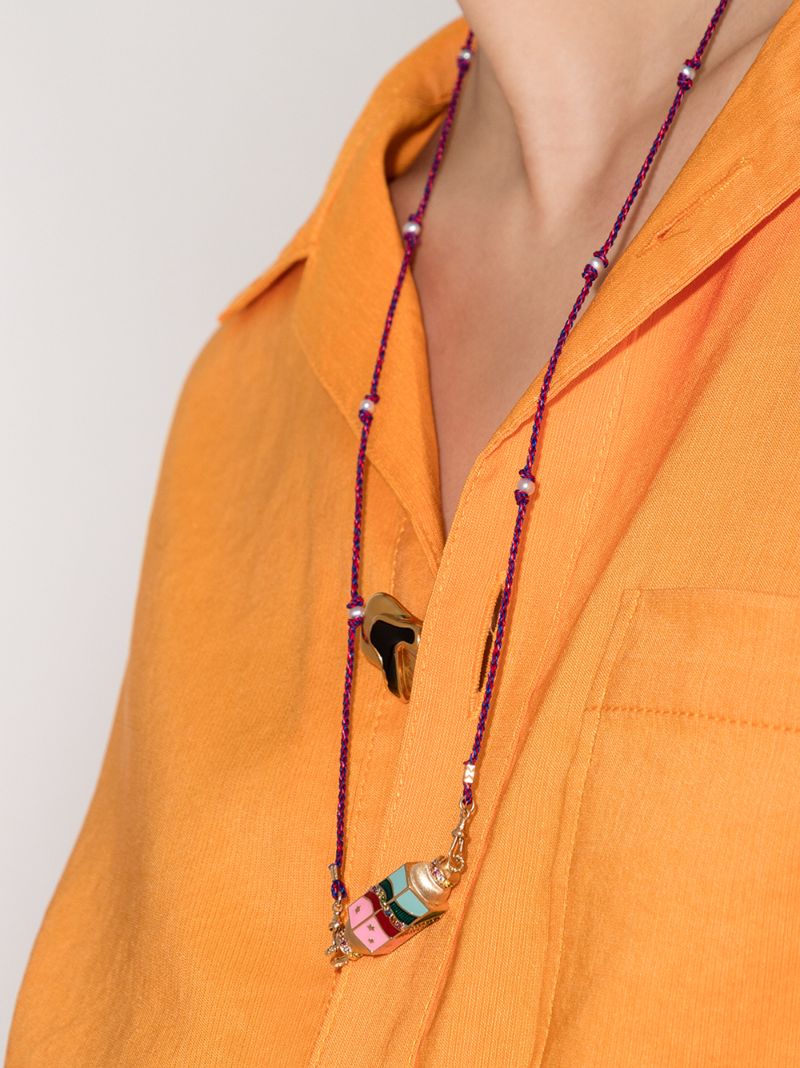 14k Yellow Gold Rainbow Waterfall Sapphire Necklace