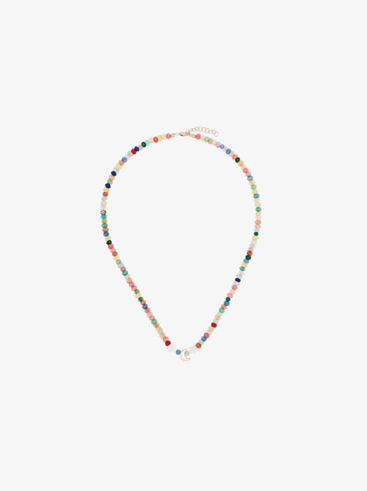14k Rose Gold Moon Beaded Pearl Necklace