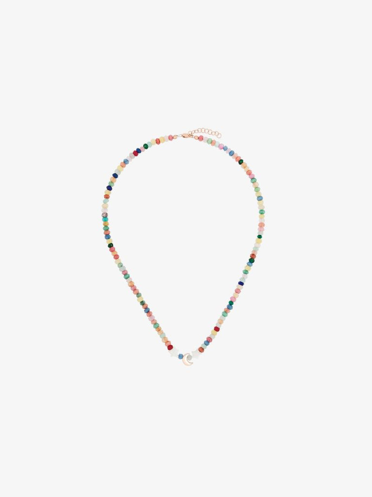 14k Rose Gold Moon Beaded Pearl Necklace