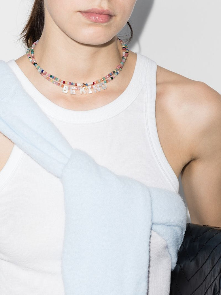 14k Rose Gold Be Kind Beaded Jade Necklace