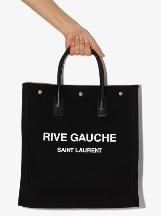 Black Neo Rive Gauche Canvas Tote Bag