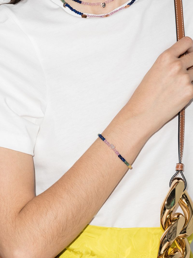 14k Rose Gold Heart Beaded Diamond Bracelet