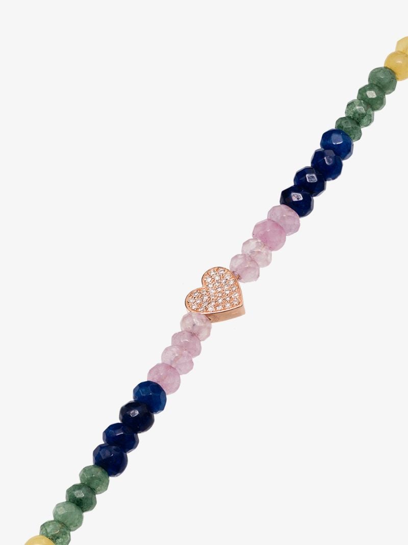 14k Rose Gold Heart Beaded Diamond Bracelet