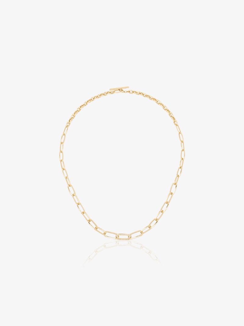 18k Yellow Gold Knife Edge Diamond Necklace