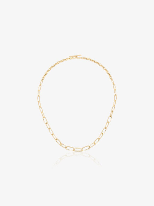 18k Yellow Gold Knife Edge Diamond Necklace