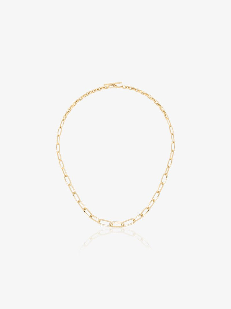 18k Yellow Gold Knife Edge Diamond Necklace