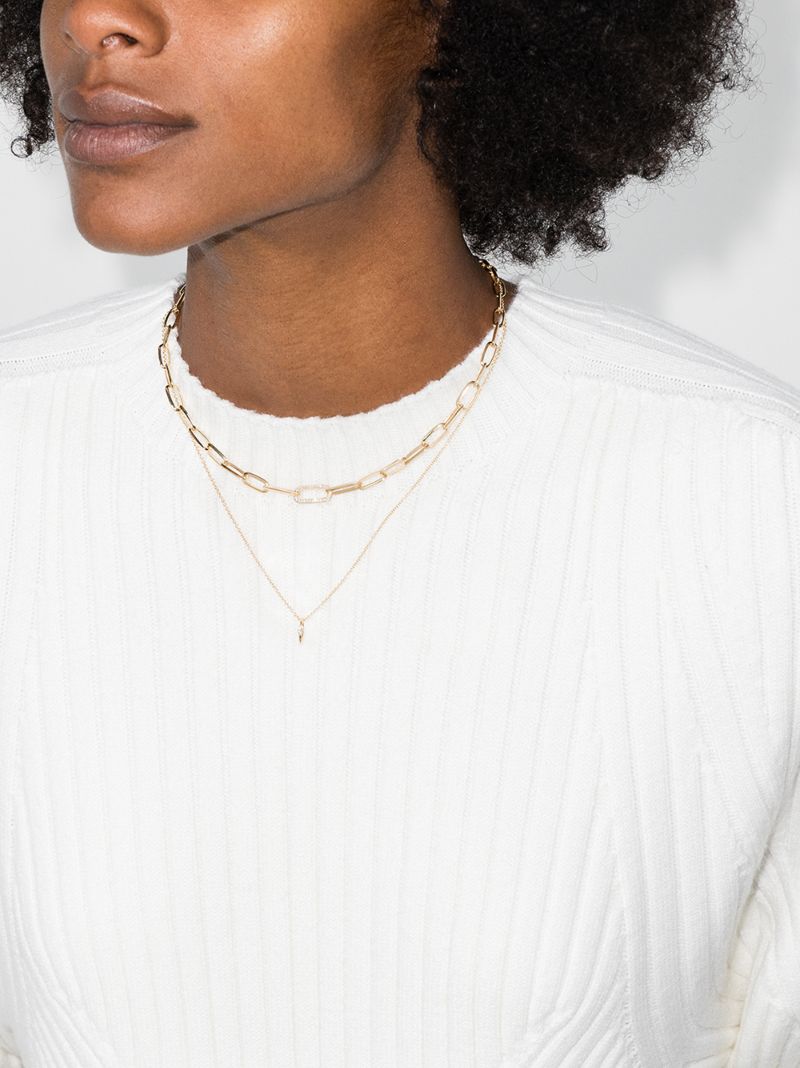 18k Yellow Gold Knife Edge Diamond Necklace