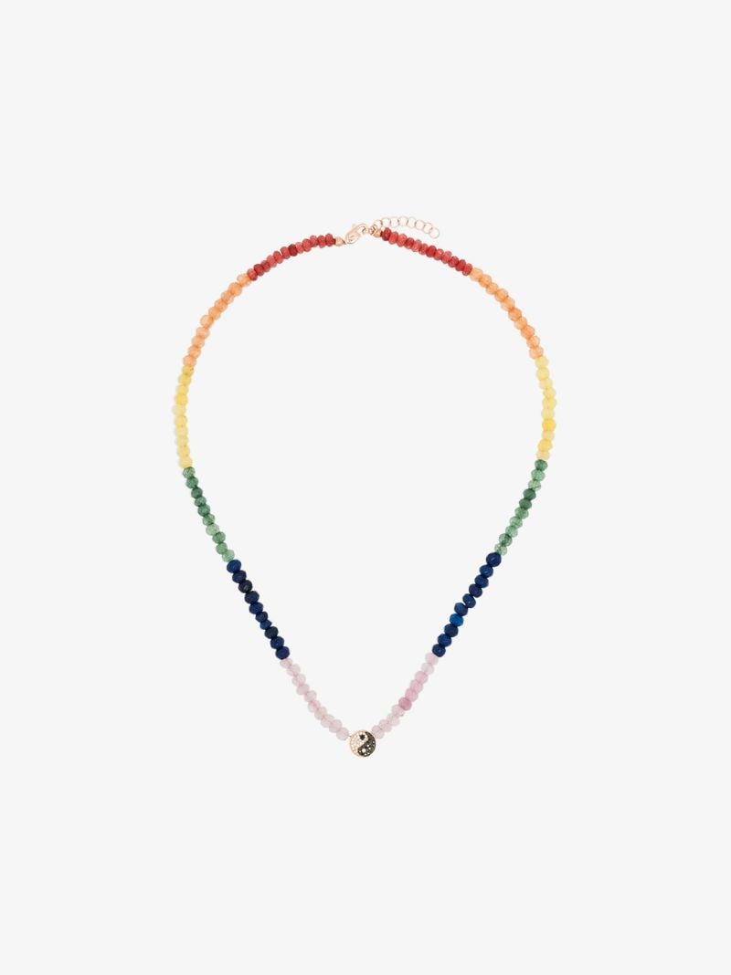 14k Rose Gold Yin Yang Jade and Diamond Necklace