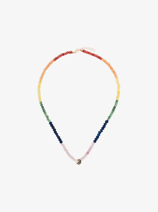 14k Rose Gold Yin Yang Jade and Diamond Necklace